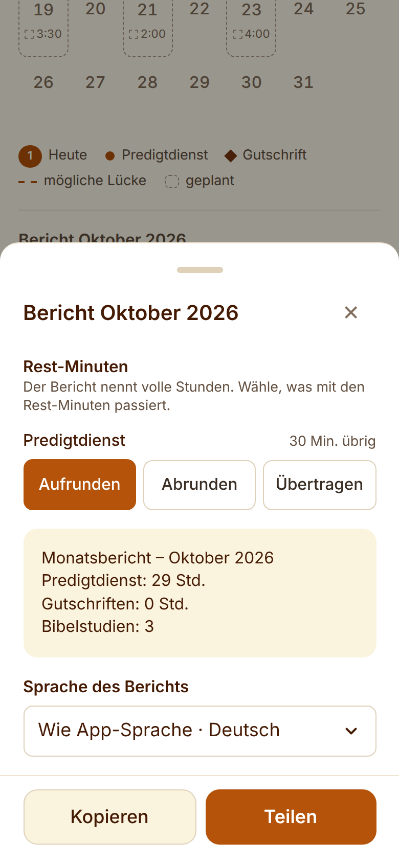 Der Monatsbericht mit den drei Zahlen