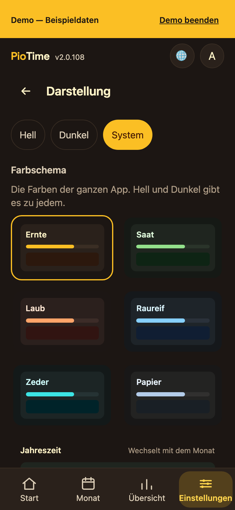 Dieselbe Auswahl, dunkel