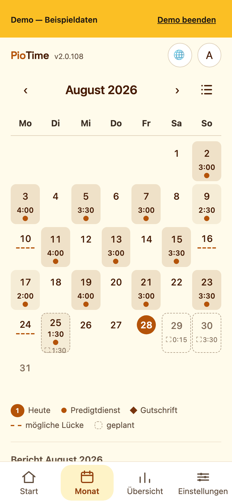 Ein Kalendertag mit geplantem Eintrag