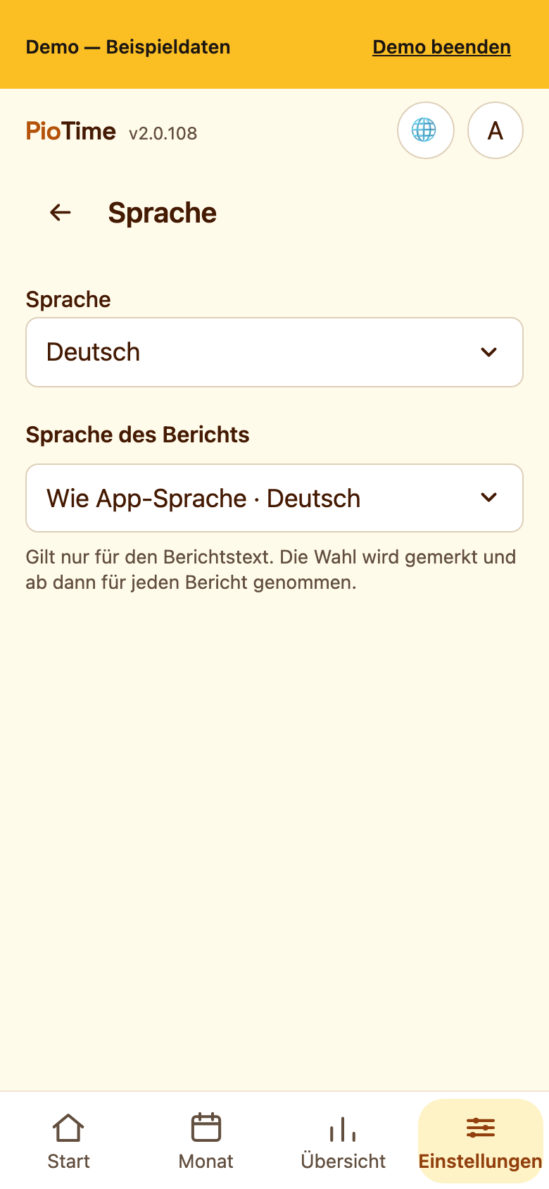 Die Sprachauswahl