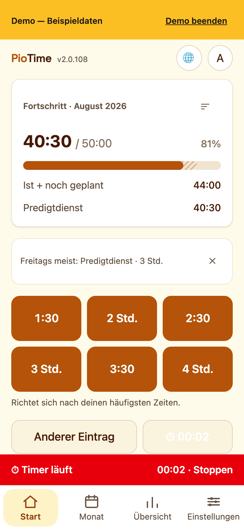 Der mitlaufende Timer