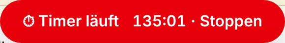 Die Timer-Leiste nach Mitternacht: 135 Minuten seit dem Start